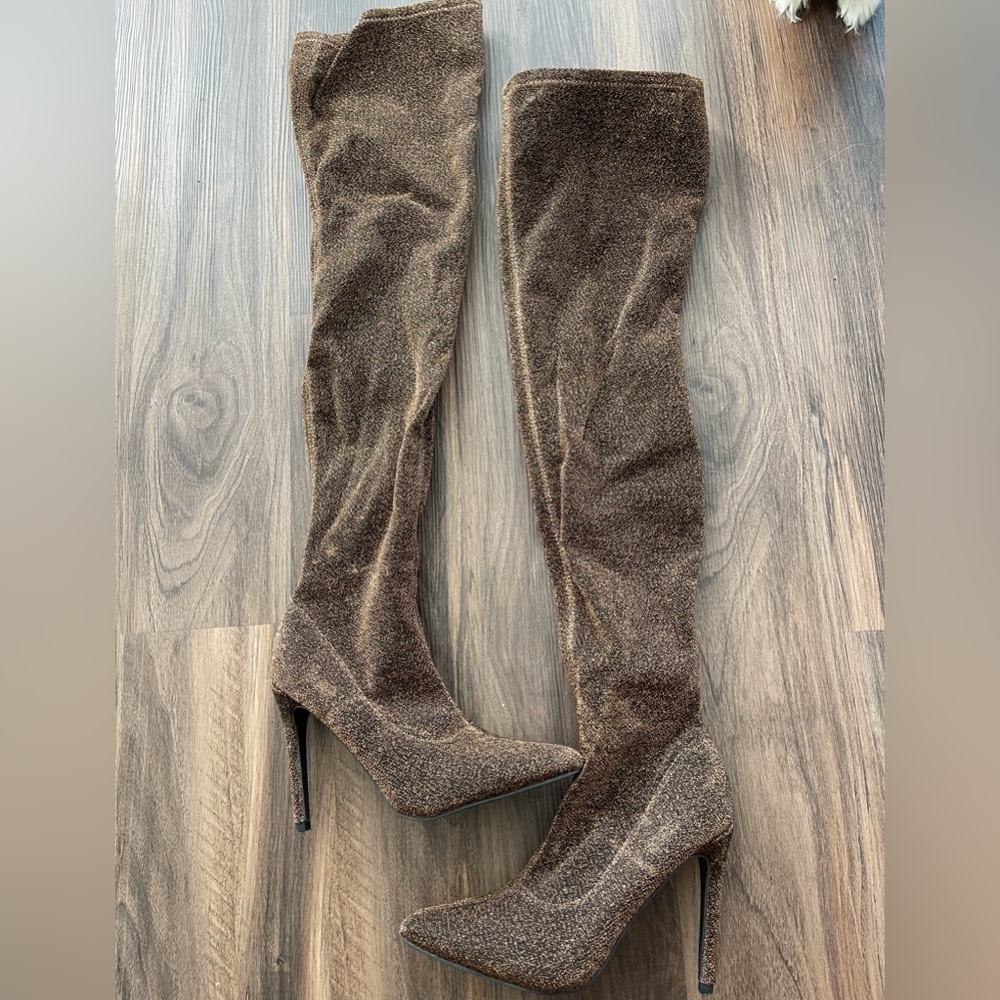 Sparkly over the knee heeled boots